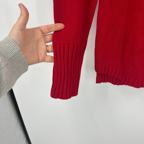Chaps Vintage Red Knit Sweater Popover Scoop Neckline Textured 3D Women's XL - Picture 9 of 9